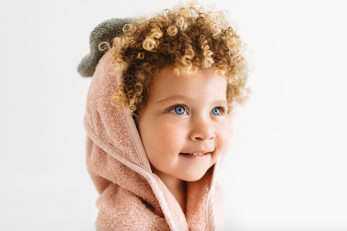 100% Organic Hooded Towel - Rose (With Bow)