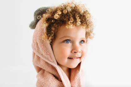 100% Organic Hooded Towel - Rose (With Bow)