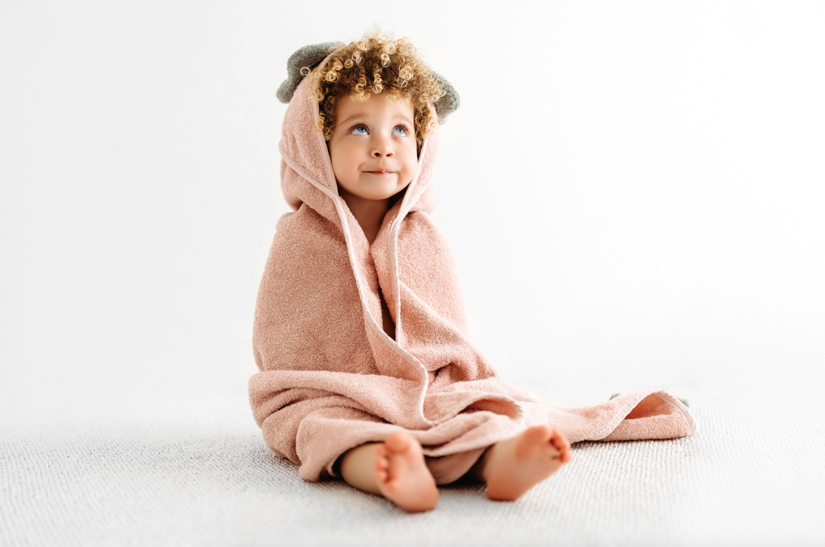 100% Organic Hooded Towel - Rose (With Bow)