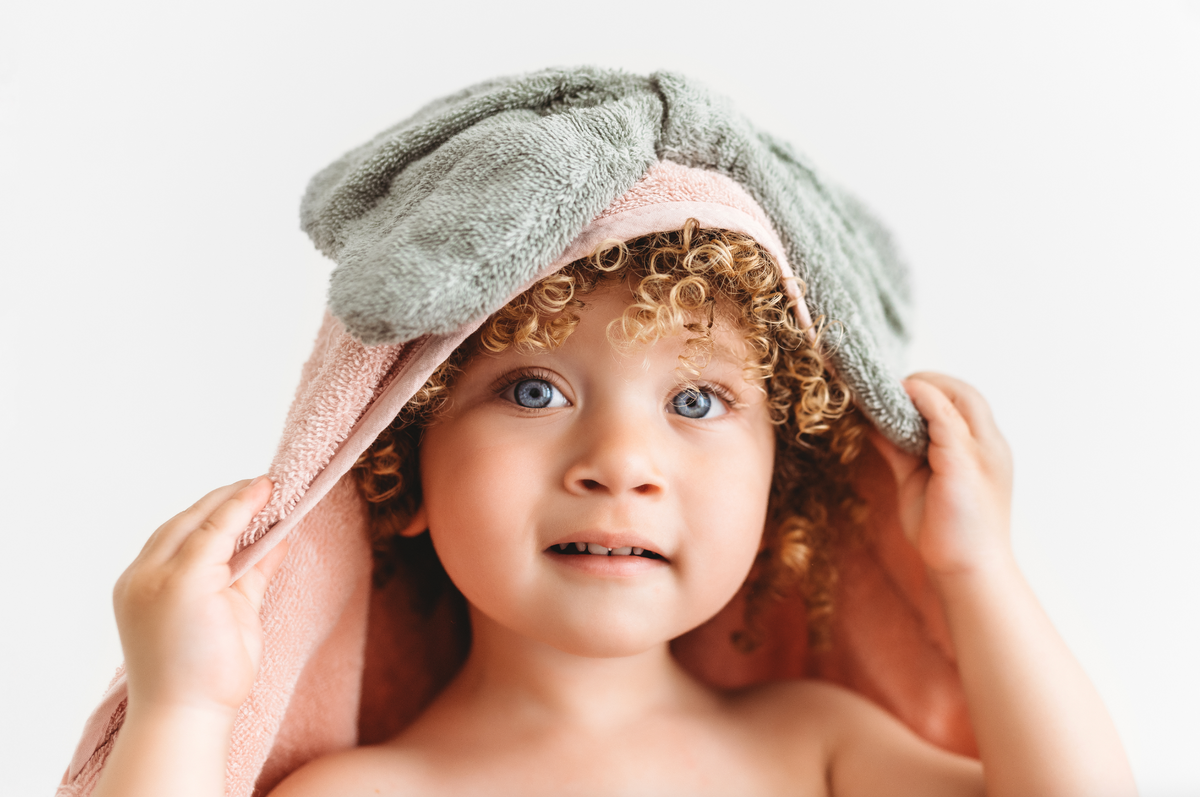 100% Organic Hooded Towel - Rose (With Bow)