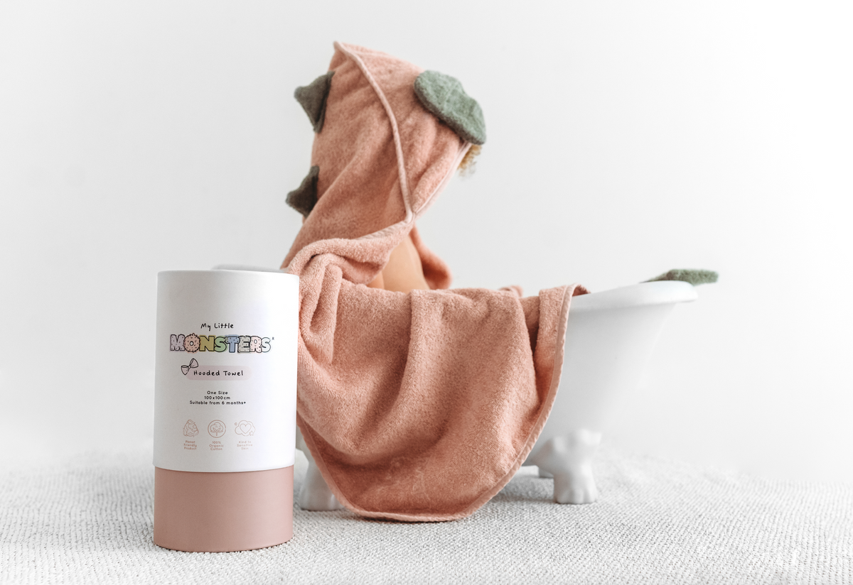 100% Organic Hooded Towel - Rose (With Bow)
